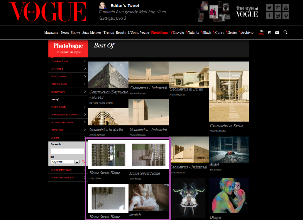 PhotoMilly's tweet image. 3/3 Best Of #PhotoVogue, 90th Best Of!!! Thanks to Queen @AlessiaGlaviano and Princess @ChiaraNonino &amp;lt;3 #photomilly