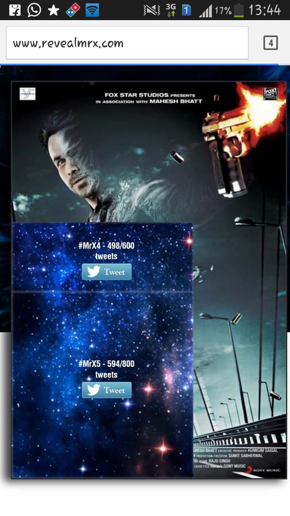 MagicianBoBo's tweet photo. C'mon Emraanians!
Tweet with #MrX4 and #MrX5
to #RevealMrX poster
http://t.co/SZf053FCzL http://t.co/Gbbe0RpHdN
