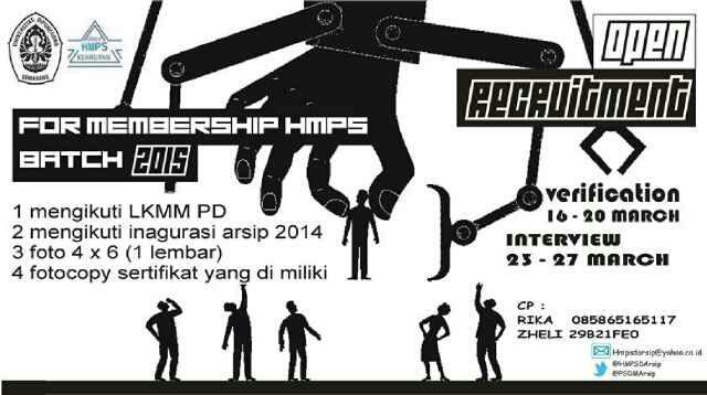 PSDMArsip's tweet photo. Come On Guys Daftarin Diri Kalian Untuk Menjadi Bagian HMPS Kearsipan! http://t.co/BLSJDZVjjy