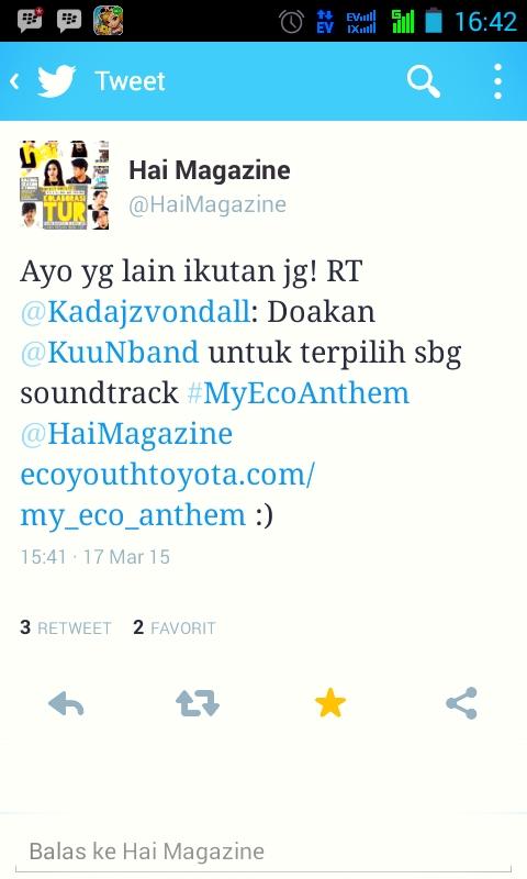 Yok ikutan support kami di #MyEcoAnthem <a href="/Hai_Demos/">Hai Demos</a> <a href="/HaiMagazine/">HAI</a>
