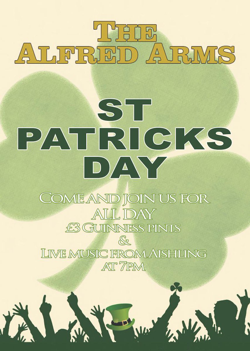 Hope to see you later! Happy St Patrick's Day! Live Music &amp; Guinness on promotion all day #StPatricksDay #Borehamwood