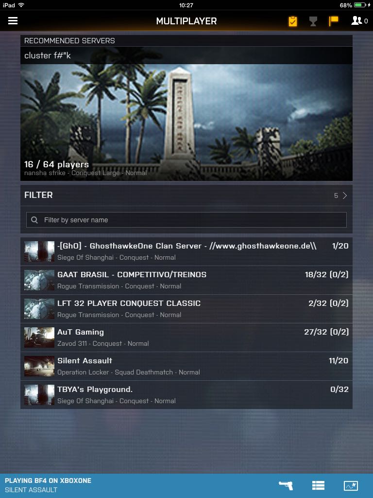 CaptainMCMLVIII's tweet image. My server choices when 64 man servers are unchecked. Thanks @EA_DICE @Battlefield #winterpatch #xbox1