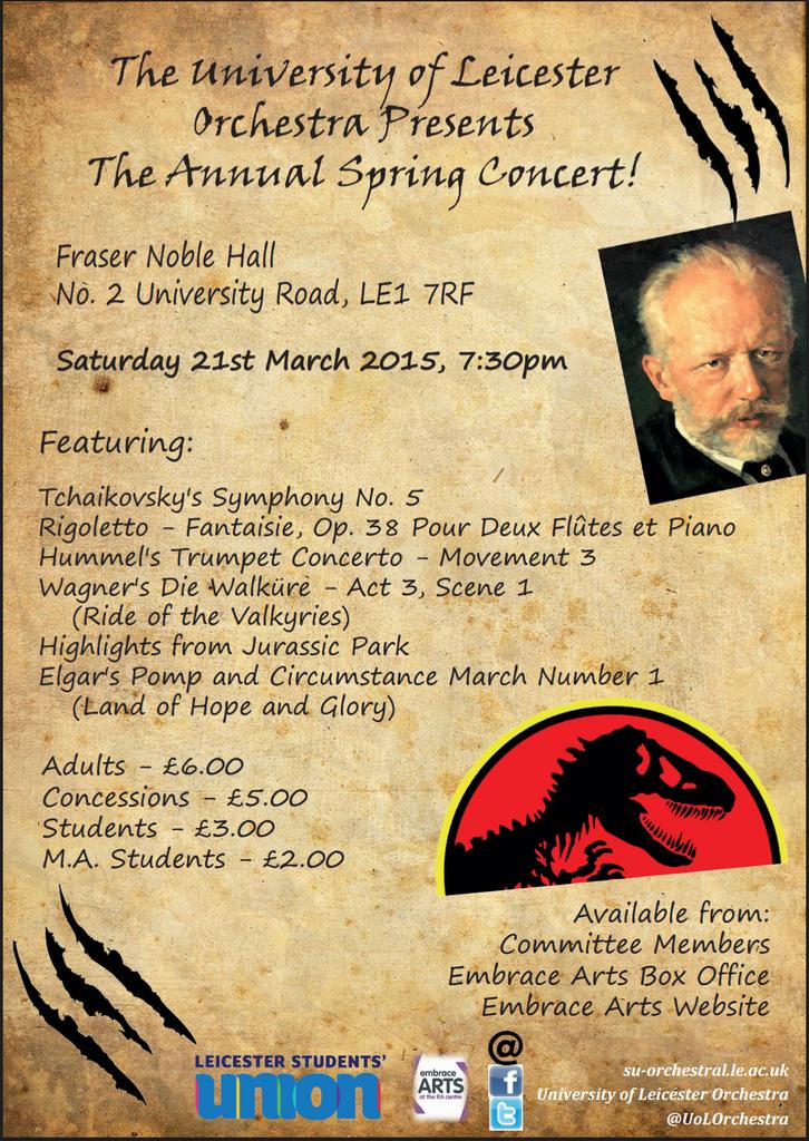 UoLOrchestra's tweet photo. Tickets are selling fast for our Spring Concert on 21st March. Don't risk buying a ticket on the door!!! http://t.co/et8vRCYFXp