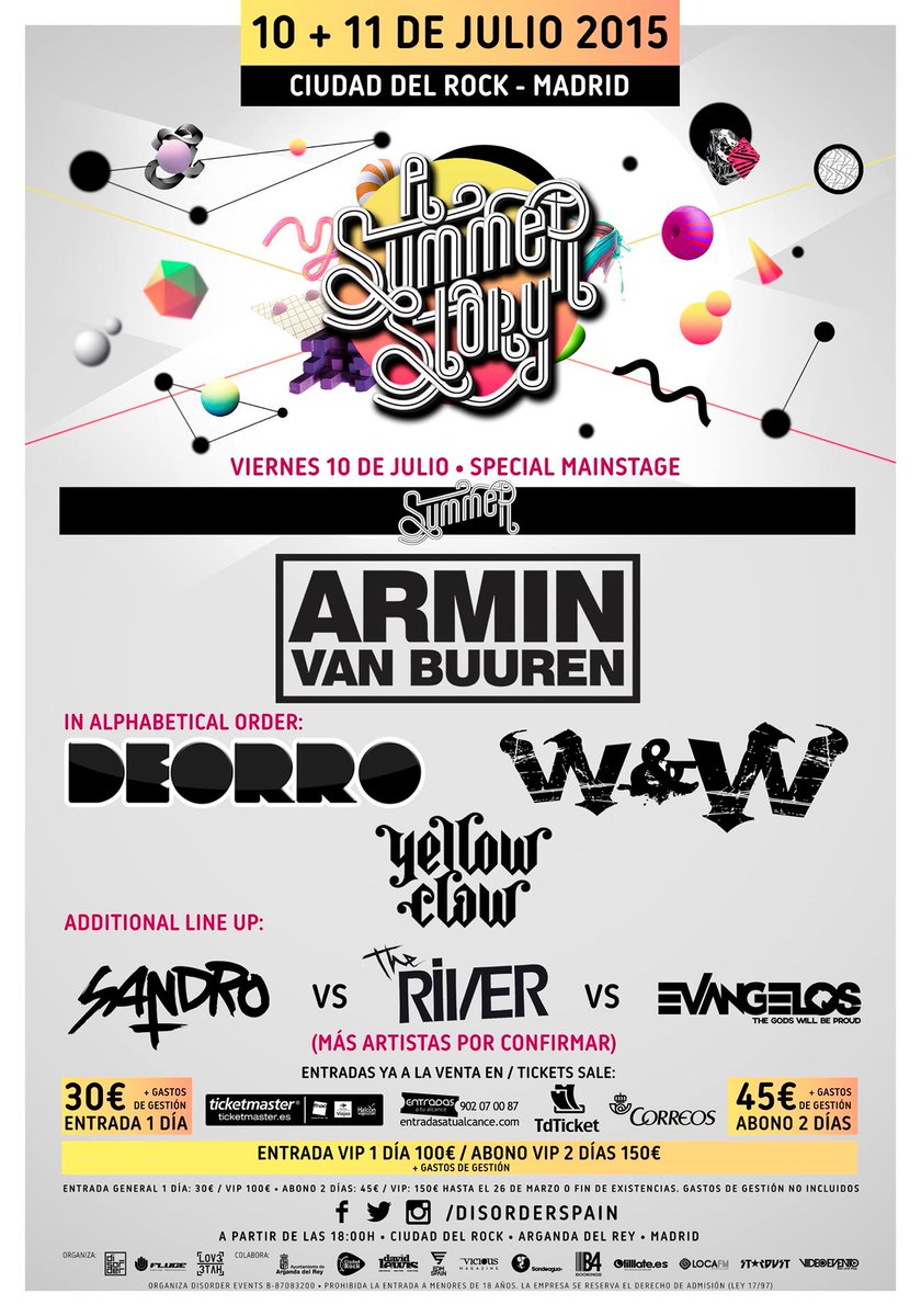 ASummerStoryOfi's tweet image. #CONCURSAZO: RT y gana DOS ABONOS VIP para #ASummerStory, @arminvanbuuren @Deorro @YELLOWCLAW @WandWmusic y mucho más