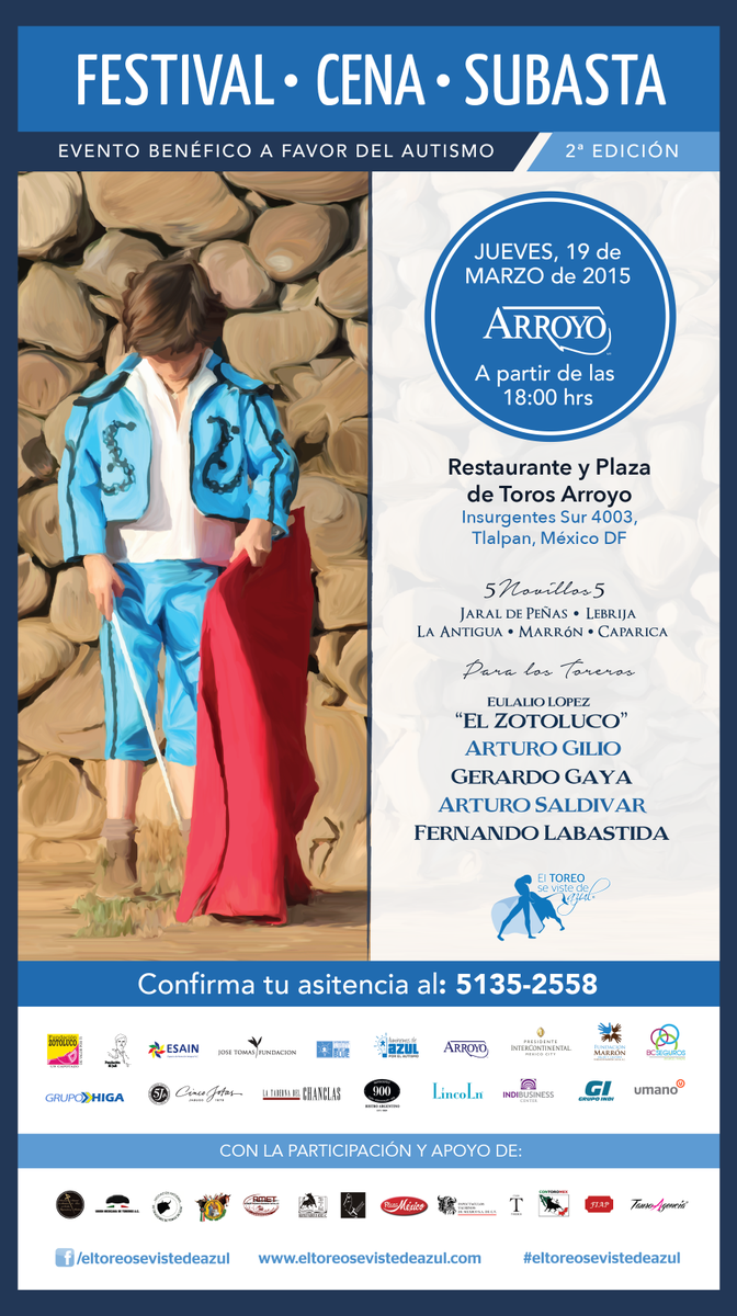 Ana_Roces's tweet photo. @estarc62  te queremos invitar a el evento benéfico "El toreo se viste de azul" para mas info. anasofia@entourage.mx http://t.co/QSDUGW51No
