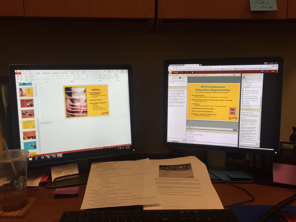 Kim_Pho's tweet photo. Want to see what the presenters side of a webinar looks like? ACUI Newcomer's Webinar live now! #ACUILive #acui2015 http://t.co/olx5Jeg29P