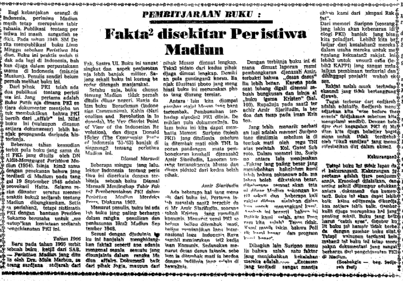 hariankompas's tweet photo. #ArsipKompas 10-2-1967: Tulisan Soe Hok Gie di #HarianKompas: Fakta2 di sekitar Peristiwa Madiun #mir2 http://t.co/tEhBBKFR9W