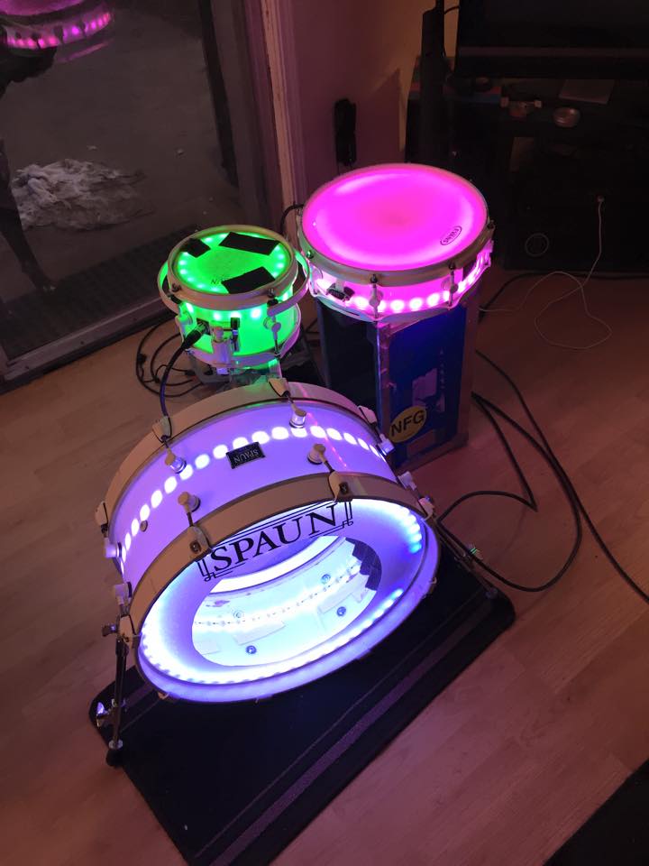 EOTOmusic's tweet photo. Look for our laser mapping and custom LED video pixel mapped drum set on tour, designed by #LaserWolf #OuterOrbit http://t.co/S1d2qNr99J