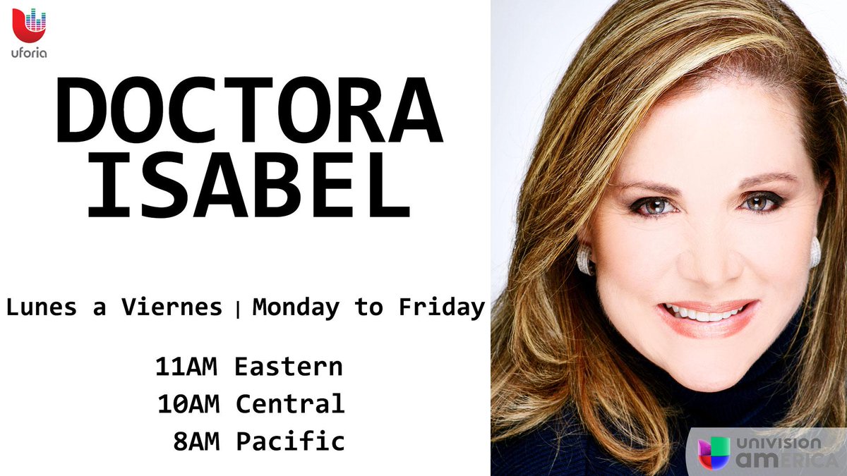 UnivisionAM's tweet photo. No olvides que ahora La Doctora Isabel está contigo dos horas al día  #DoctoraIsabel     #UnivisionAmerica    #Uforia http://t.co/1X1nvI1IiN