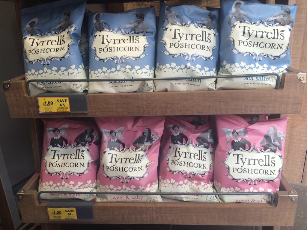 PhilPotLaneF2G's tweet photo. Your popcorn can't get any fancier than Tyrrells POSHcorn! Show your etiquette and get stuck in😋 ONLY £1.00!! http://t.co/muQ5EmUh5a