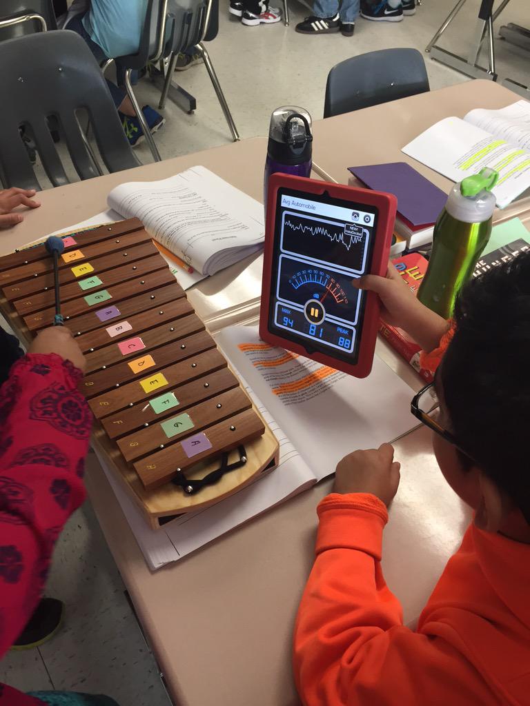 MsPeckham_LIB's tweet photo. Looking at sound waves for high pitched and low pitched instruments! #libertyes #musicmeetsscience http://t.co/WSkGHjIpKZ