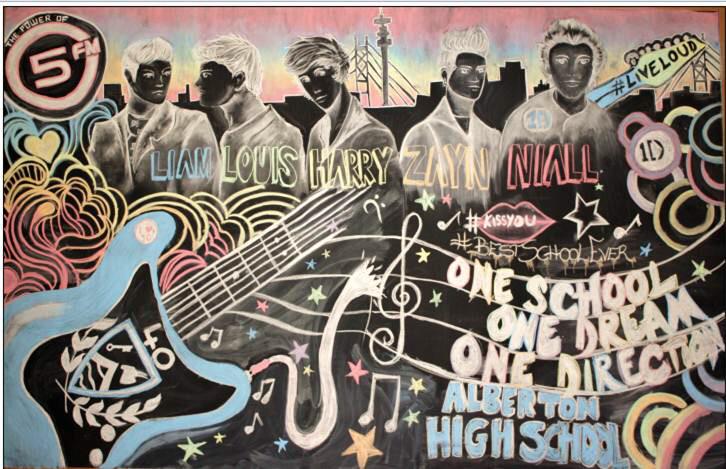 5FM's tweet photo. Check out the awesome 1D chalk art from our 3 finalists- what do you think? #LiveLoud1D http://t.co/d5mxS5baN4
