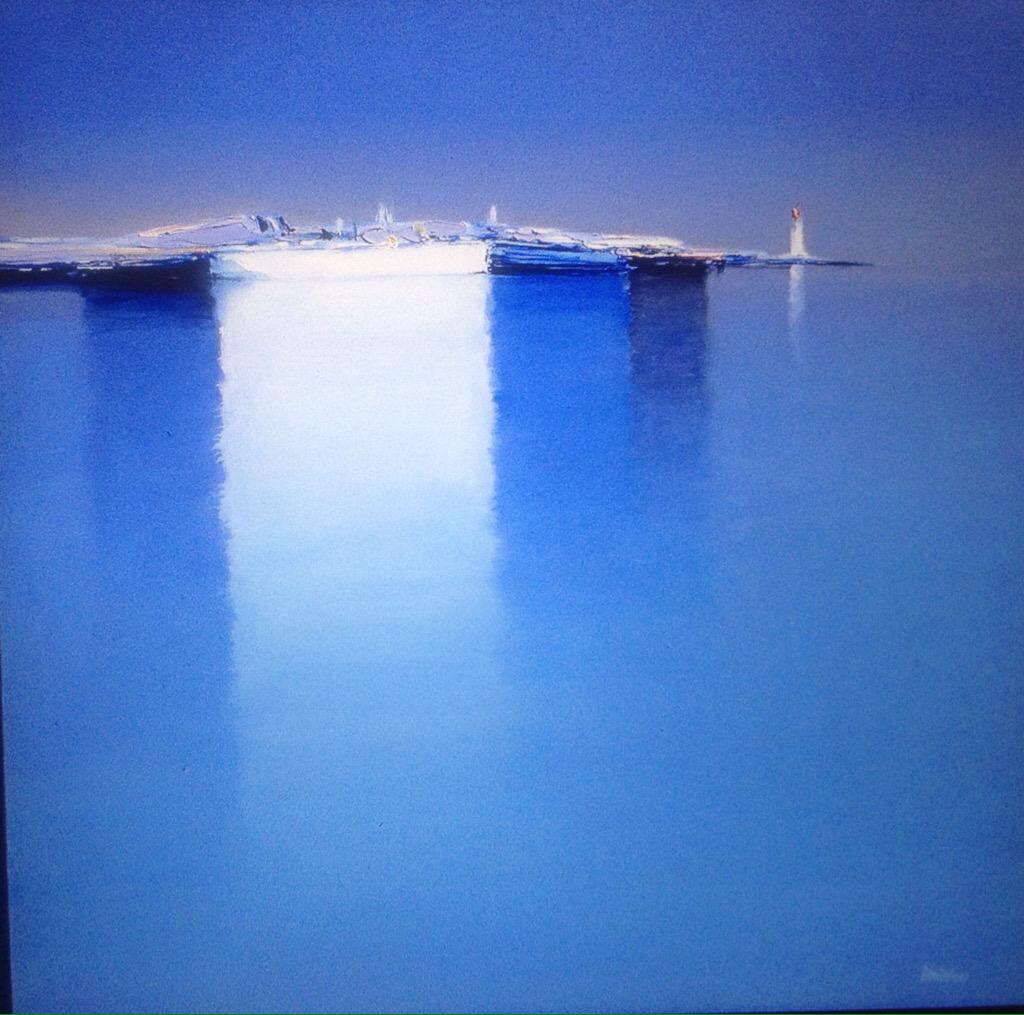 Quand l'azur se confond, entre ciel et mer. (Huile sur toile de Pierre Doutreleau) <a href="/languesFR/">Ministère-DGLFLF</a> #slff15 #doutreleau