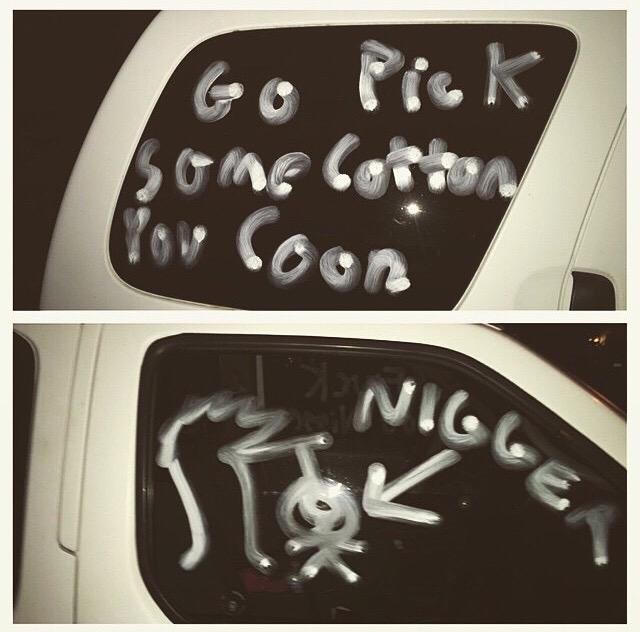 This happened to my homie's parents car in Lake Mary, #Orlando #Florida #racism #postracism