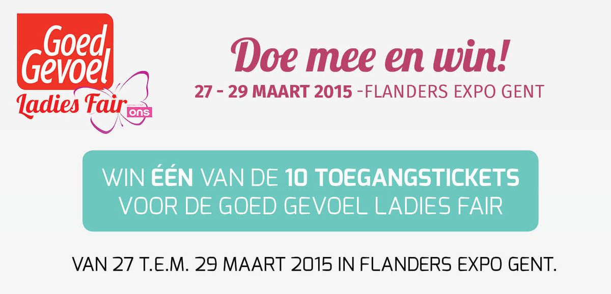 #Dovy heeft 10 toegangstickets voor de #GoedGevoelLadiesFair te #gent . Wedstrijd op bit.ly/1zsIyn0