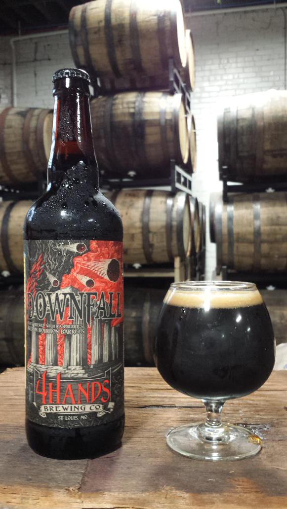AndyBurgio's tweet photo. First taste of  @4HandsBrewery  DOWNFALL! Imperial  Milk  Stout aged  in Bourbon Barrels stuffed with Raspberries! http://t.co/bV0ZF4yhkO