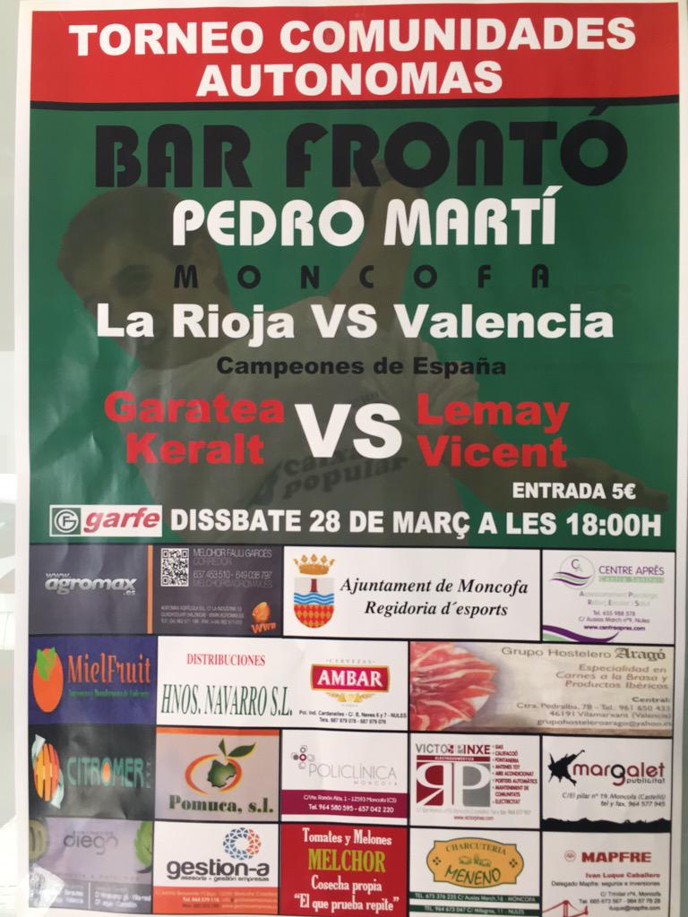 BarFrontoMarti's tweet photo. GRAN ESPECTÁCUL PER AL PRÓXIM DISABTE 28 DE MARÇ!!!!@Pilotaval @fedpival @pilotaveu @Frediesport http://t.co/DAngDmGQtz