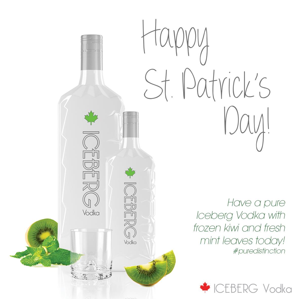 ICEBERGWaterVdk's tweet photo. Happy #StPatricksDay! Celebrate with an #icebergvodka and frozen kiwi. #puredistinction http://t.co/lPEqeTTB9h