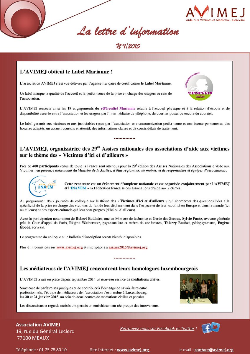 AVIMEJ's tweet photo. Découvrez la nouvelle lettre d'information de l'AVIMEJ : http://t.co/ZlJ0Het4Dn http://t.co/OBkDgeCSPU