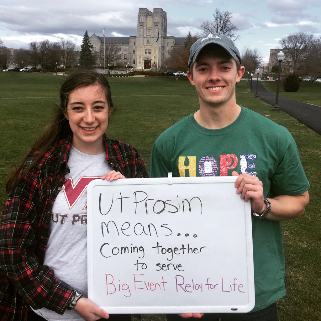 VTBigEvent's tweet photo. Teaming up for #UtProsimWeek with @VTRelay - What does Ut Prosim mean to YOU? #ThatIMayServe http://t.co/lA07a4xaip