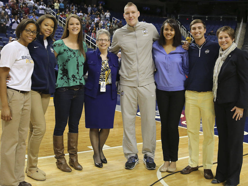 uncgspartans's tweet photo. Hoping for a speedy recovery for our #1 fan, @UNCGChancellor. #letsgoG http://t.co/9dO8IfaYoc