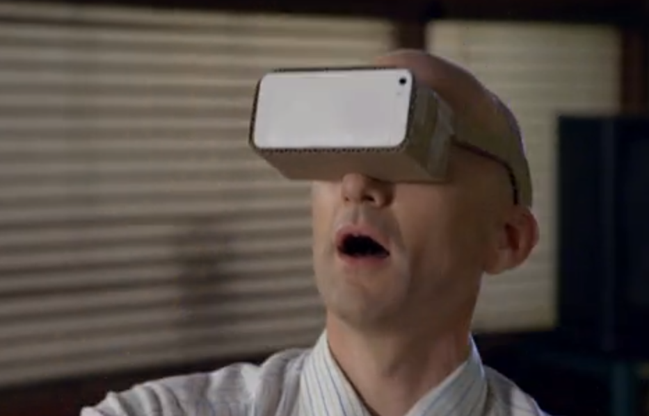 jacobkleinman's tweet photo. that time the Dean invented Google Cardboard... #communityseason6 #thethirddeanmension http://t.co/4BIKTWIk9H