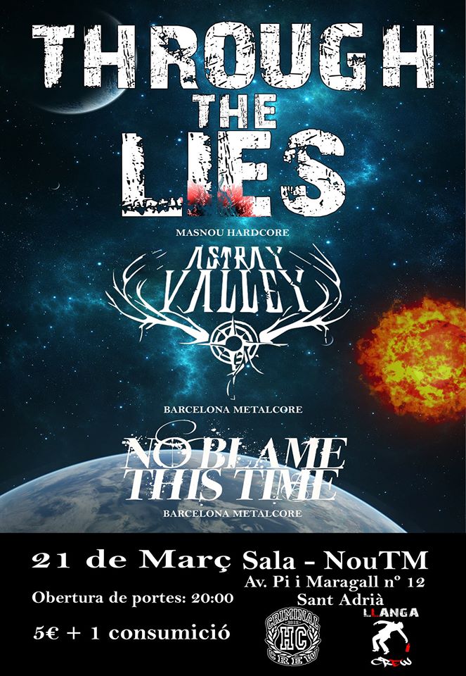 NoBlameThisTime's tweet photo. Próximo concierto el día 21 de Marzo en la sala NouTM con Through the Lies y Astray Valley.
See ya in the pit! http://t.co/8h0dnfkrAk