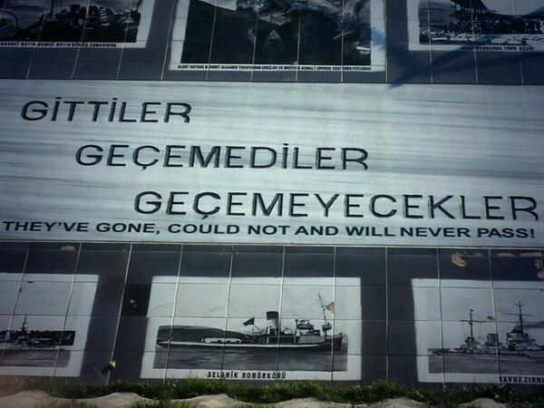 Geldiler... 
Gittiler... 
Geçemediler. 
Geçemeyecekler! 

#CanakkaleGecilmez