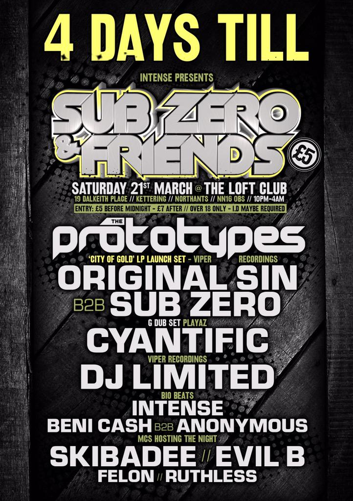 DNBPromotion's tweet photo. Intense Presents : Sub Zero &amp; Friends

Just 4 days away- £5 before midnight

One of the best value raves in the UK! http://t.co/Vb3ctskQ7u