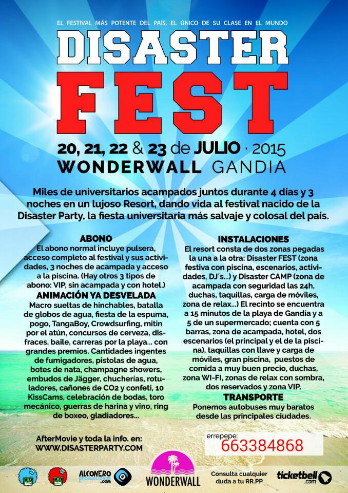 Lore_RrppVito's tweet photo. Ya esta aquí el cartel de @DisasterFest 2015!!Contacta conmigo para comprar tu abono! #disasterfest2015 #disasterfest http://t.co/OzOGGIMGur