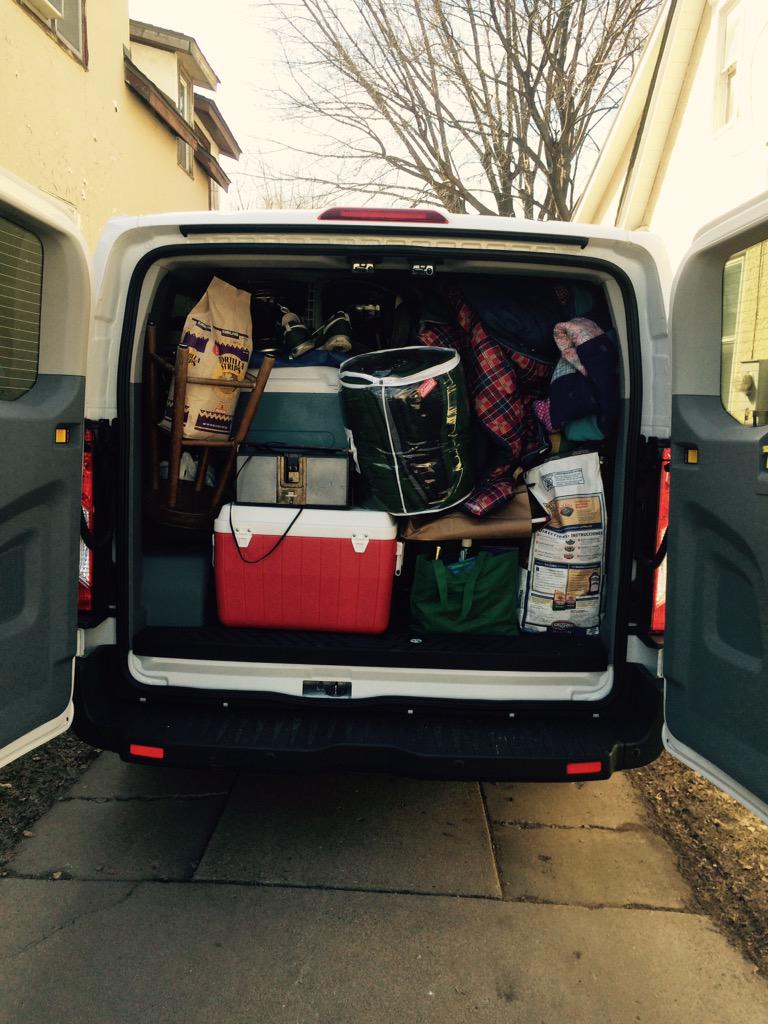 Chiefsmusic's tweet photo. Got a rental van because our bus broke down this morning. It's all loaded up now and we're heading to Austin, TX! http://t.co/q9C6PmI5CY