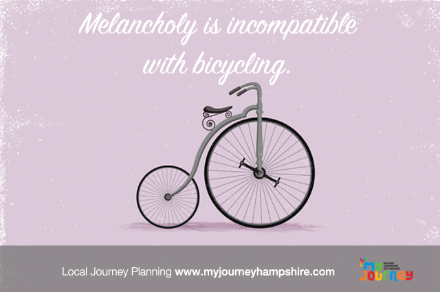 Melancholy is incompatible with bicycling.  bit.ly/fixmj  #fixmyjourney