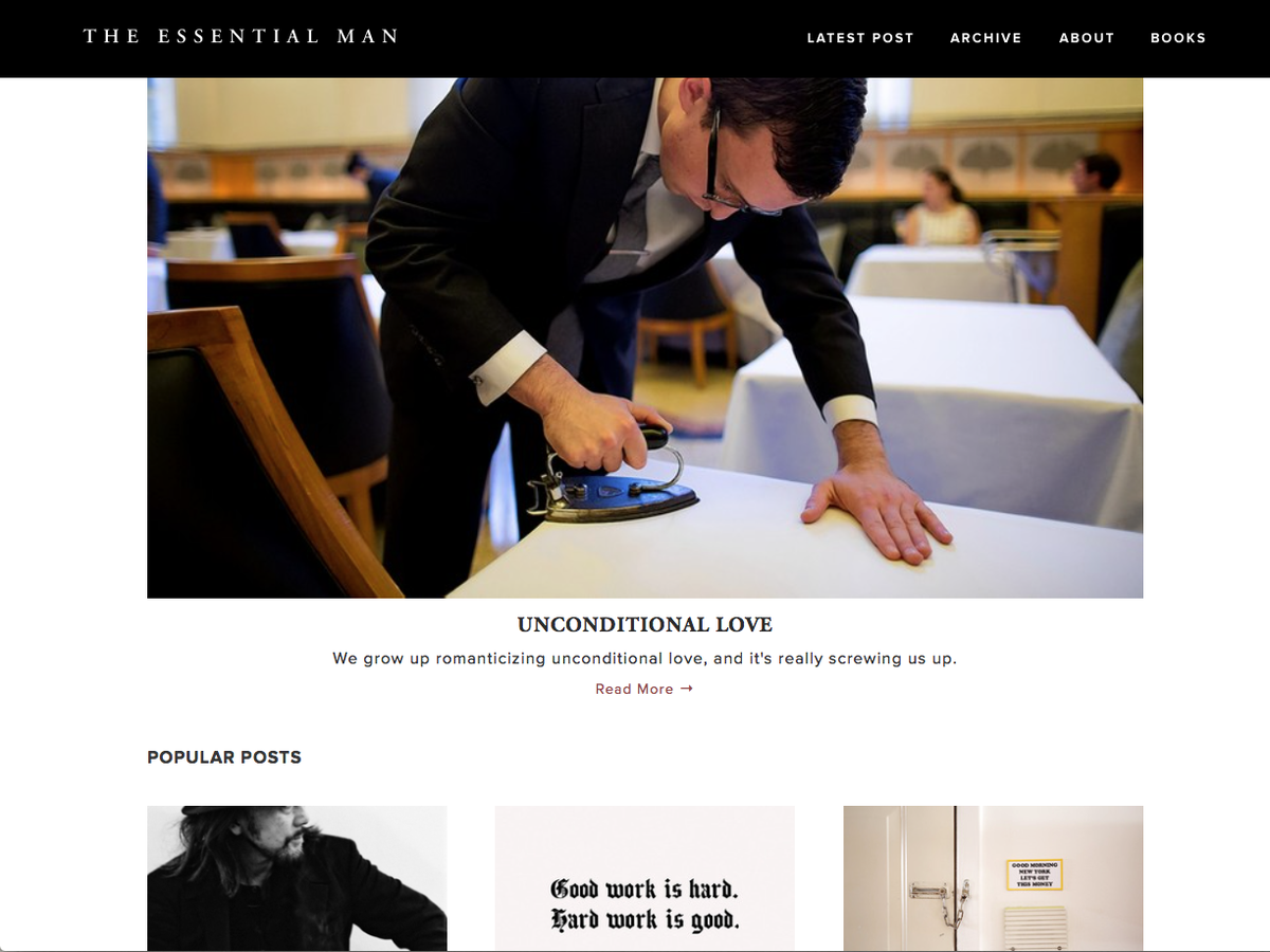 Essential Man redesign. Listened to feedback. Archive listing, popular posts, mobile friendly. theessentialman.com/blog