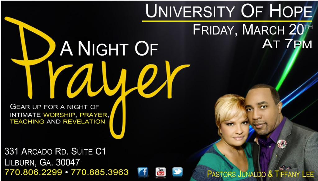Save The Date: This Friday @7p
#Prayer changes EVERYTHING! #trust #hope #March20 #ANightOfPrayer