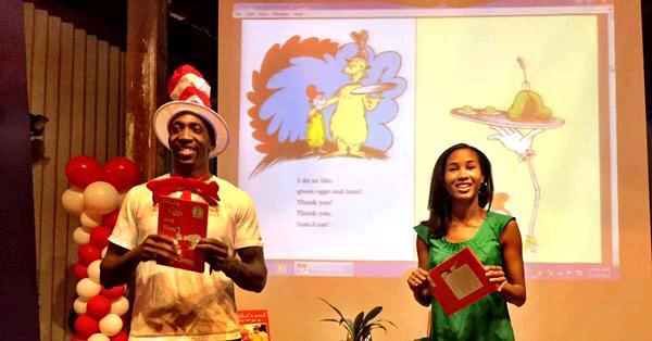 TheKLFoundation's tweet photo. Keenan Lewis reads Green Eggs and Ham to children at the Children's Museum today!! #Community #Kids #GivingBack http://t.co/1tRLe0VPMP