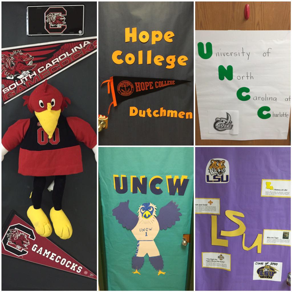 McIsamat's tweet image. #McAlpine is celebrating #collegeawareness with a door decorating contest! #Cmsesc #ReachHigher
