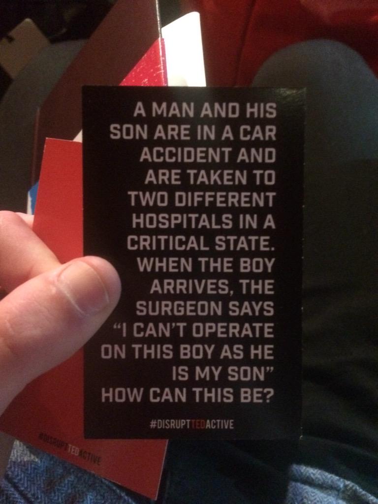 TEDActive's tweet image. *high-five!* ;-) "@elirudes: It's the mother:) #disrupttedactive @TEDActive http://t.co/8agGsRz02l"