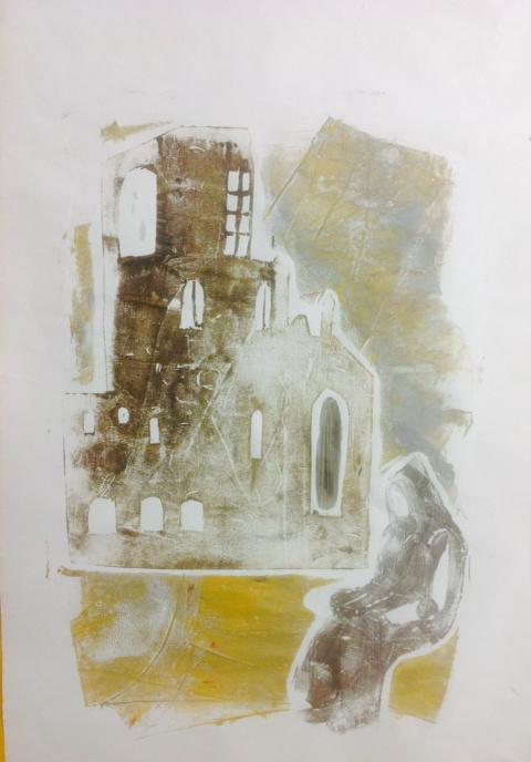 @missajthompson <a href="/Lucinday/">Lucinda Yeadon</a>  <a href="/NickDavis_18/">Nick Davis</a>  working on Monoprints for Kirkstall Art Trail 18/07/15 <a href="/KECC1853/">KECC</a>