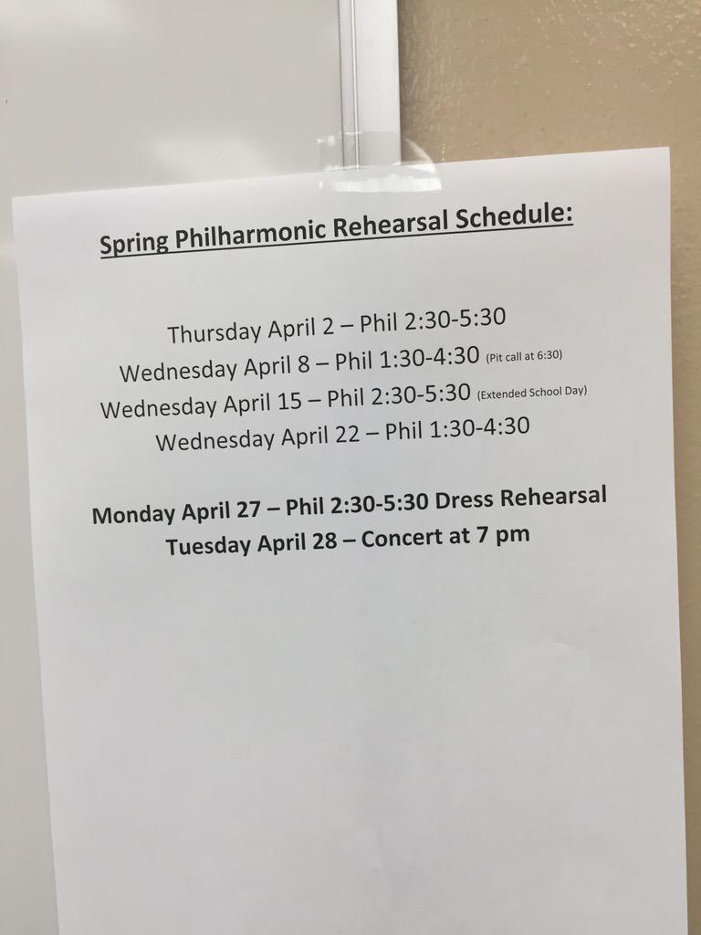 TC_Orch's tweet image. The Phil rehearsal schedule has been released!