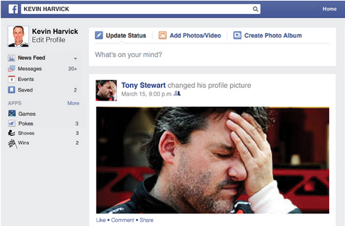 Q: What did <a href="/KevinHarvick/">Kevin Harvick</a>'s Facebook page look like after Phoenix?

A: nas.cr/1MHEGXw
