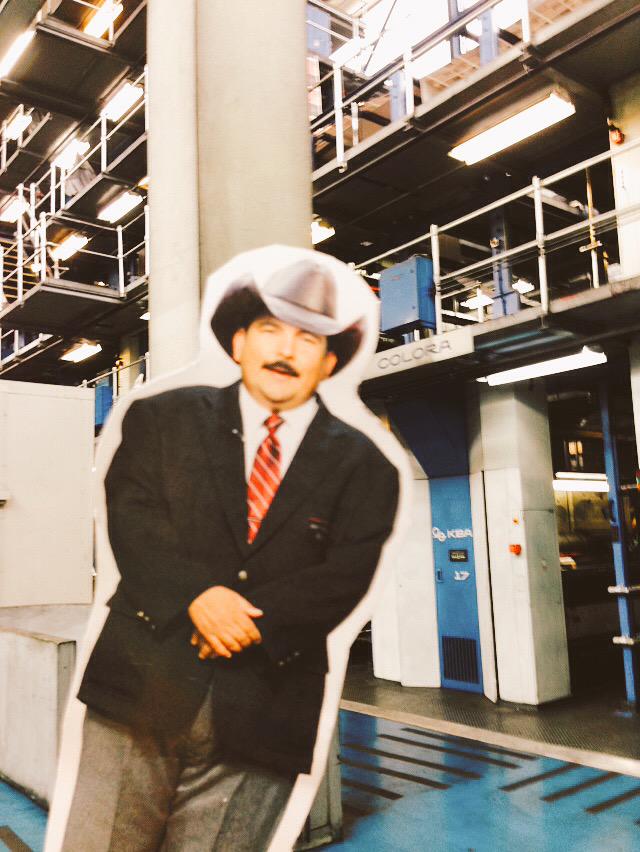 gdinges's tweet photo. Guillermo gets a 'tour' of our @statesman pressroom ;) #flatGuillermo #KimmelinAustin #GuillermoInAustin http://t.co/fNSqhDMJI7