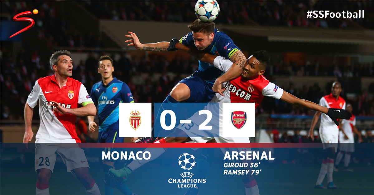 SuperSportTV's tweet photo. #UCL RESULT: Arsenal are OUT! The Gunners win on the night but Monaco go through on away goals (Agg 3-3) #SSFootball http://t.co/w5xUXNs3ia