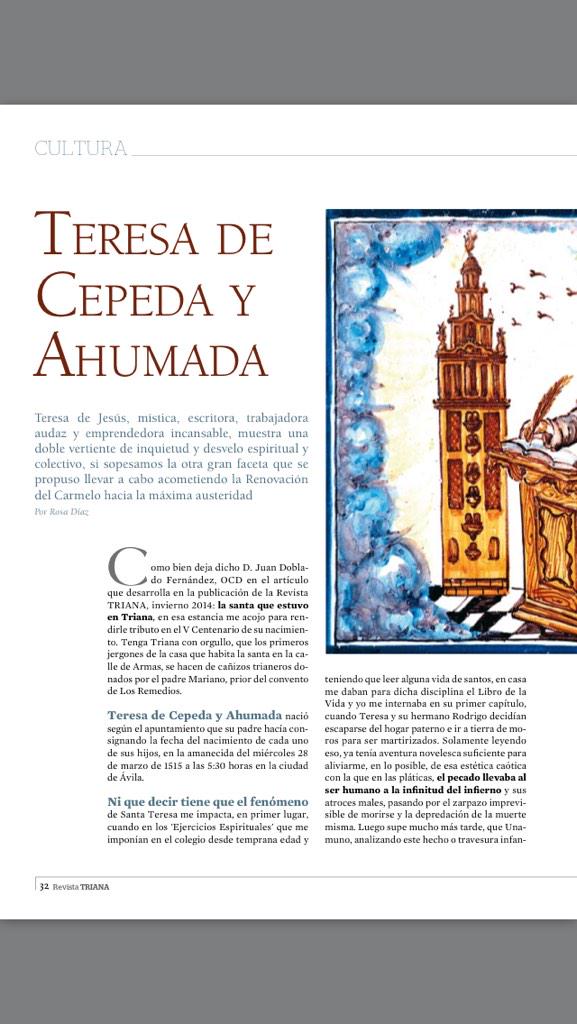 #SantaTeresa está presente también en el nuevo número de la #RevistaTriana
