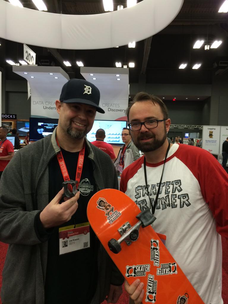 szac's tweet photo. "You tell friend you see lowest tech at sxsw" #skatertrainer kickflipped at the trade show http://t.co/3FscN9VnZP