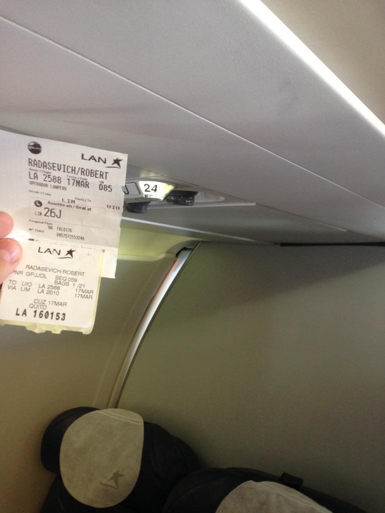 abbyradd's tweet photo. What does one do if they are in row 26 but there's only 24 rows on the plane? ๐๐ #Peruproblems http://t.co/an47nHnFhQ