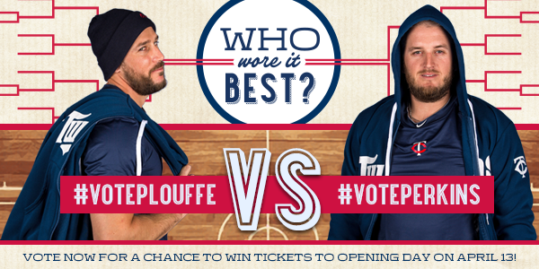 Twins's tweet photo. Tweet now to #VotePerkins or #VotePlouffe in our Who Wore It Best Tournament: http://t.co/hadrJNSx0T http://t.co/RrPhsbTueH