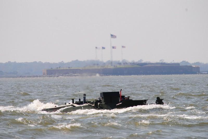 postandcourier's tweet photo. Amphibious personnel carrier rolls up on Sullivan’s Island http://t.co/rdJnD2aQXY #chsnews (by @PrentissFindlay) http://t.co/3ck9sgRk2L