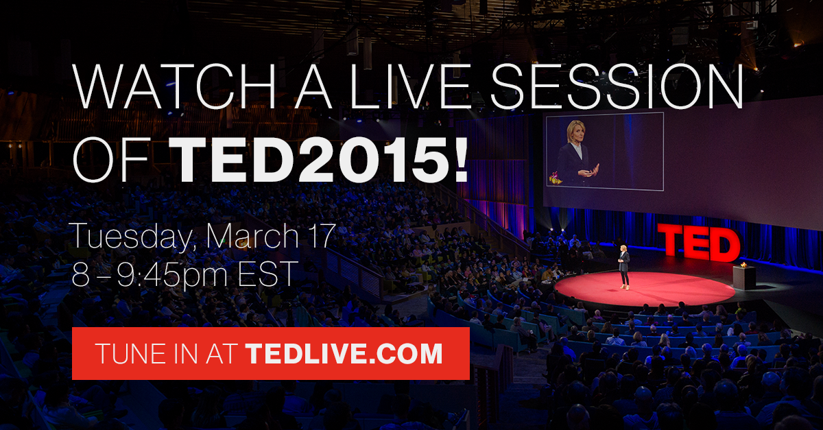 TEDTalks's tweet photo. Tune in now to watch a free, live session of #TED2015! Amazing life stories. http://t.co/mJ2nmAnFIP http://t.co/13VNqgAIqs