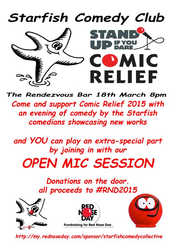 StarfishComedyC's tweet photo. Just 18 hours and counting.....
Don't just spectate but take part in our open mic sessions.
@comicrelief #RND15 http://t.co/IWsc1gijtw