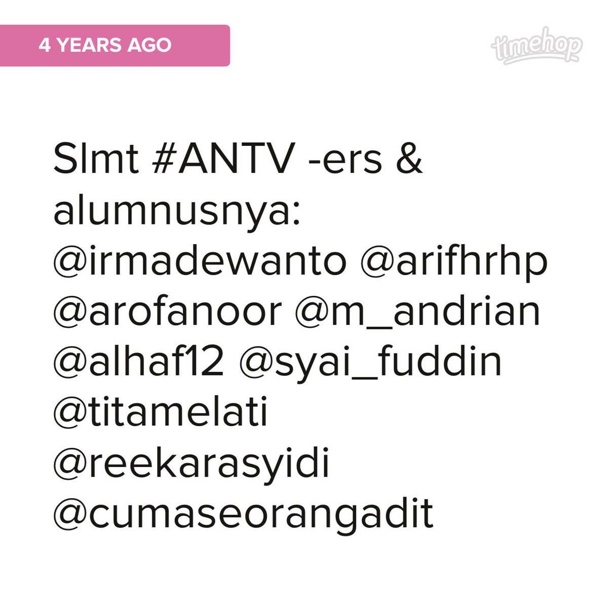 Look at what was in my <a href="/timehop/">Timehop</a>! <a href="/irmadewanto/">irmadewanto</a> <a href="/arifhrhp/">AyahAira</a> <a href="/arofanoor/">Arofa Noor Inriana</a> <a href="/m_andrian/">muhnur andrian</a> <a href="/alhaf12/">ahmad alhafiz</a>  timehop.com/c/t:4877713507…